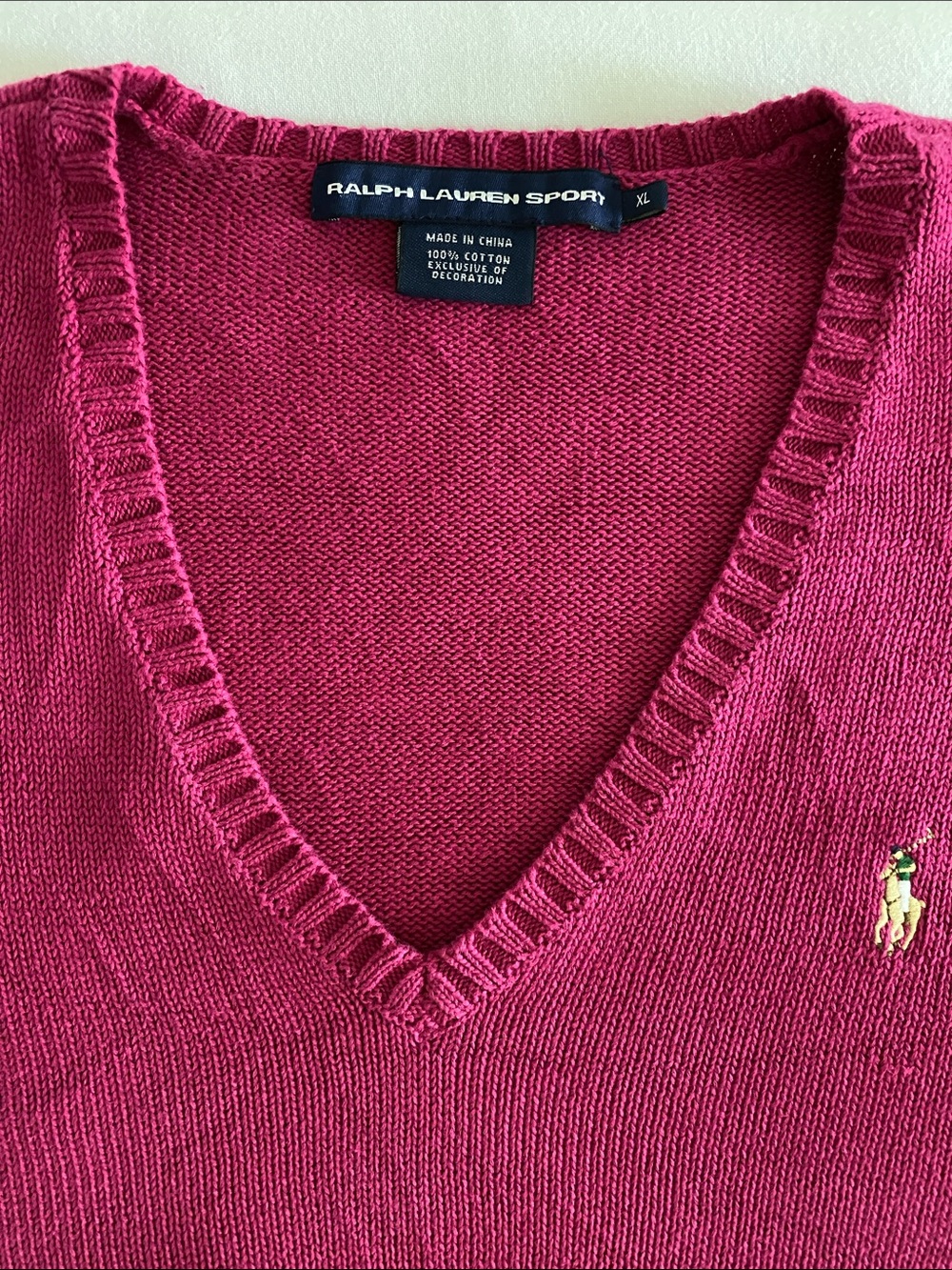 Ralph Lauren Classic Vintage V-Neck  full colour Embroidered Pony Pony logo XL - Picture 3 of 13